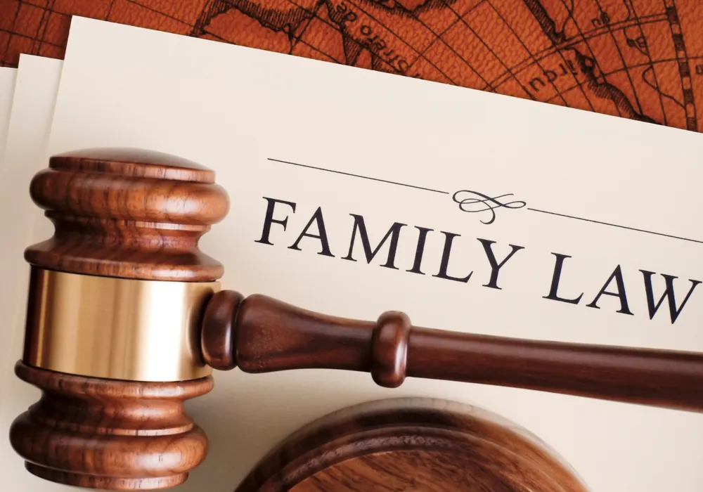 A gavel resting on a document headed Family Law